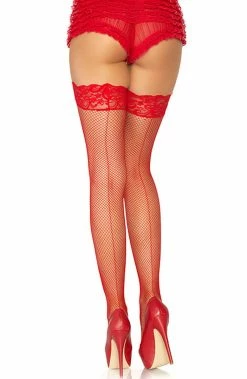 COAXcopenhagen.com Red Fishnet Stay Ups With Backseam