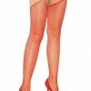 COAXcopenhagen.com HOSIERY Unfinished Red Fishnet Stockings