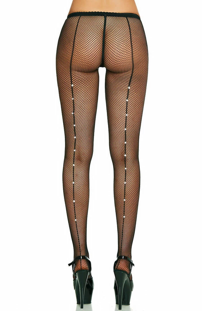 COAXcopenhagen2 Fishnet Pantyhose With Backseam And Rhinestone HOSIERY