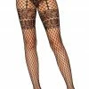 COAXcopenhagen.com Black French Lace Cut Net Pantyhose