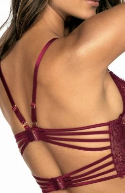 COAXcopenhagen.com Burgundy Bustier Bra With Multi Cage-strap - ETERNITY LINGERIE