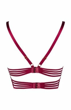 COAXcopenhagen.com Burgundy Bustier Bra With Multi Cage-strap - ETERNITY LINGERIE