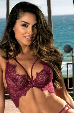 COAXcopenhagen.com Burgundy Bustier Bra With Multi Cage-strap - ETERNITY LINGERIE