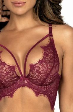 COAXcopenhagen.com Burgundy Bustier Bra With Multi Cage-strap - ETERNITY LINGERIE