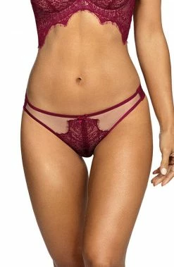COAXcopenhagen.com Sheer Nude Thong With Burgundy Lace - ETERNITY LINGERIE