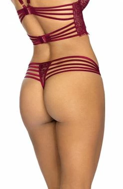 COAXcopenhagen.com Sheer Nude Thong With Burgundy Lace - ETERNITY LINGERIE