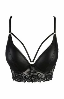 COAXcopenhagen.com LINGERIE Black Wet Look Bra With Glossy Lace - OBSESSION