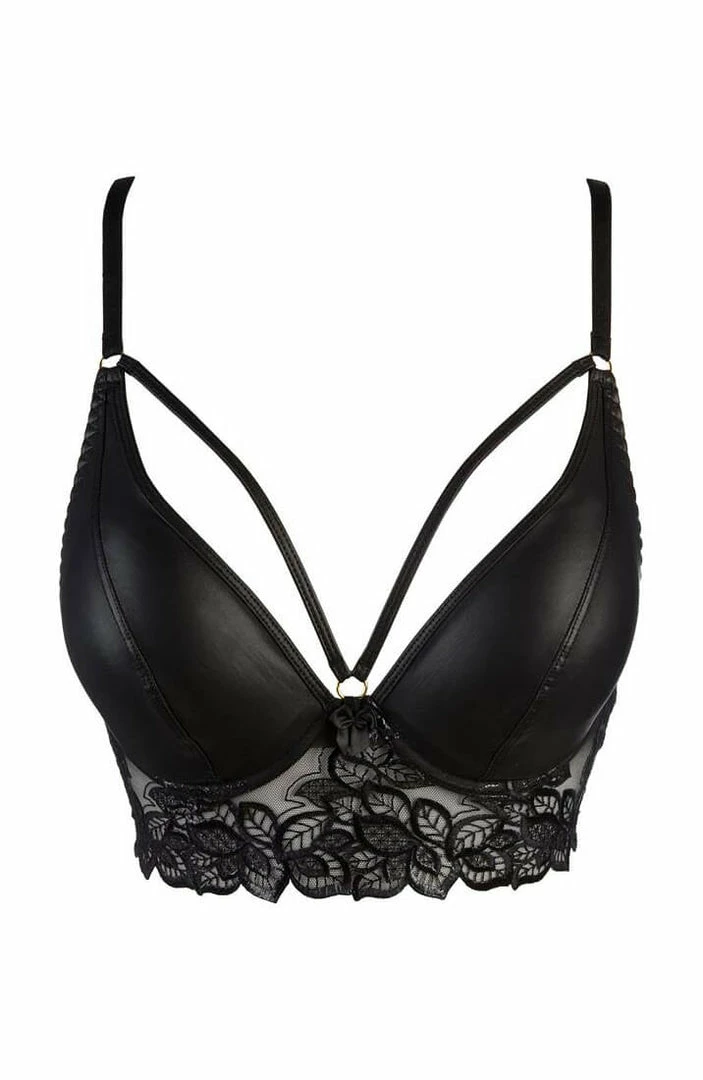 COAXcopenhagen.com LINGERIE Black Wet Look Bra With Glossy Lace - OBSESSION
