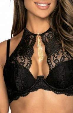 COAXcopenhagen.com LINGERIE Black Bra With Gold Tassel Chain Jewelery - GUILTY