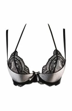 COAXcopenhagen.com Metallic Silver Shelf Bra With Halter Neck - MAGNETIC