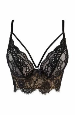 COAXcopenhagen.com LINGERIE Black And Beige Lace Bustier Bra - ENCHANTING