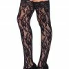 COAXcopenhagen2 HOSIERY Lace Stockings With Rose Pattern