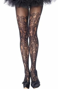 COAXcopenhagen.com Black Floral Pantyhose