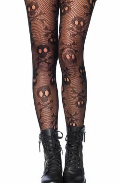 COAXcopenhagen2 HOSIERY Black Pantyhose With Skulls