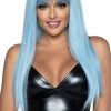 COAXcopenhagen.com Long Straight Blue Wig With Fringe