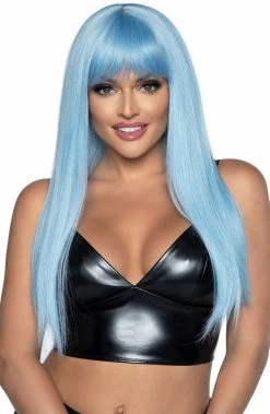 COAXcopenhagen.com Long Straight Blue Wig With Fringe