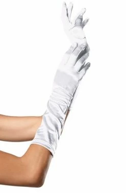 COAXcopenhagen2 White Elbow Length Satin Gloves