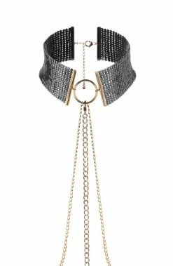 COAXcopenhagen.com Body Jewelry Black Metallic Choker With Gold Body Harness Chain