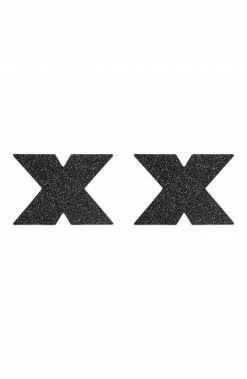 COAXcopenhagen.com Black Flash Cross Glitter Nipple Stickers