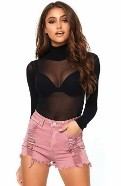 COAXcopenhagen2 Black Mesh Bodysuit - Basic Black