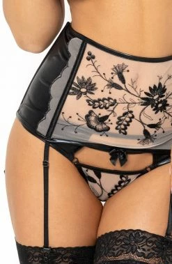 COAXcopenhagen.com Sheer Nude Mesh And Wet Look Lingerie Set - Adriana