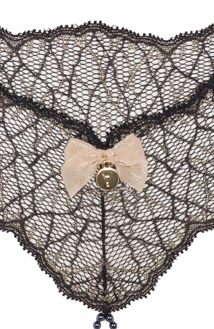 COAXcopenhagen.com Black Double Pearl String - Sydney Dark Double