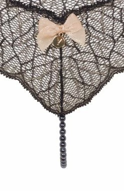 COAXcopenhagen.com Black Single Pearl String - Sydney Dark Single Crotchless