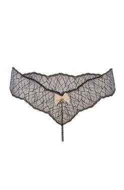 COAXcopenhagen.com Black Single Pearl String - Sydney Dark Single Crotchless