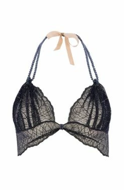 COAXcopenhagen.com Black Bralette With Pearl Strand - Sydney Dark Bra LINGERIE
