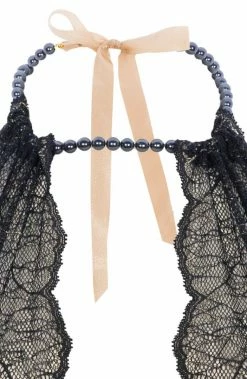 COAXcopenhagen.com Black Bustier Bralette With Pearl Strand - Sydney Dark Bralette