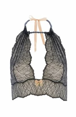 COAXcopenhagen.com Black Bustier Bralette With Pearl Strand - Sydney Dark Bralette