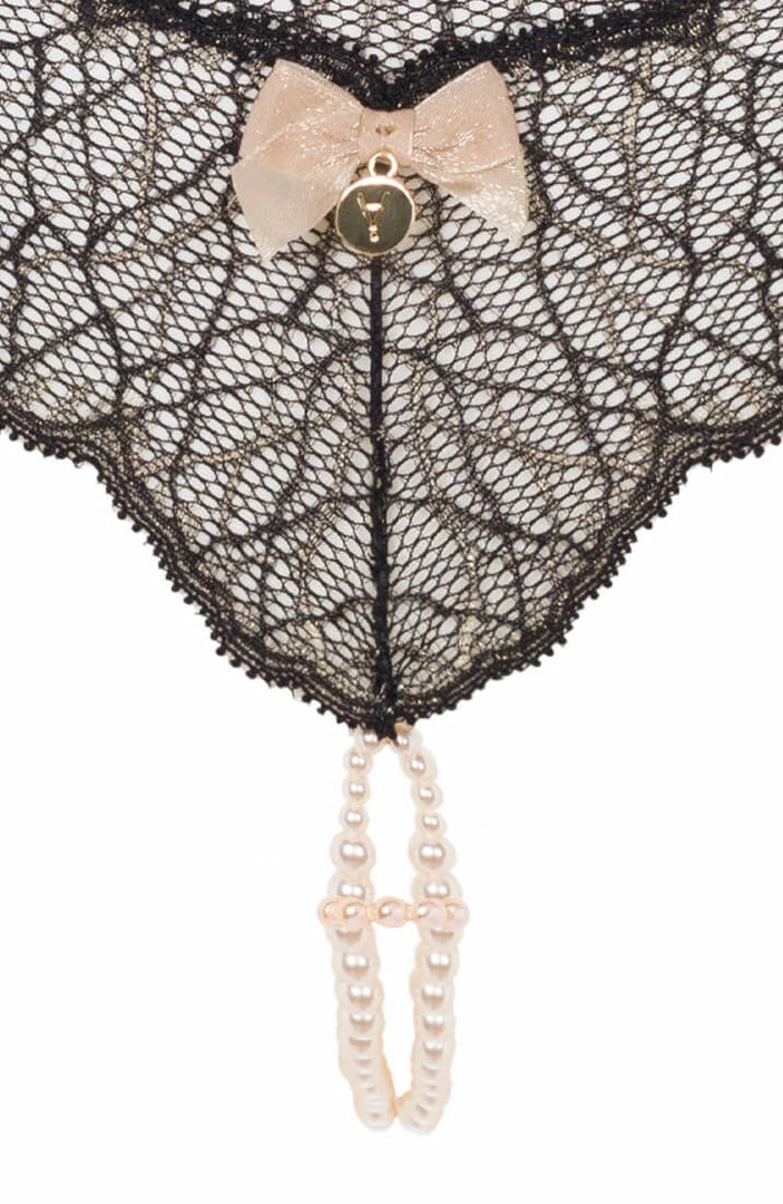 COAXcopenhagen.com Black Double Pearl String - Sydney Double