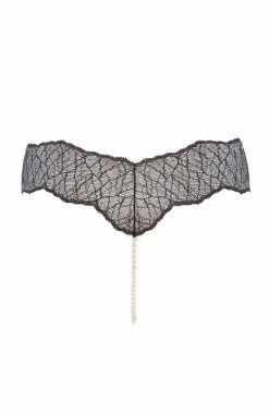 COAXcopenhagen.com Crotchless Black Single Pearl String - Sydney Single