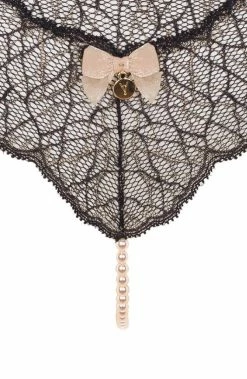 COAXcopenhagen.com Crotchless Black Single Pearl String - Sydney Single