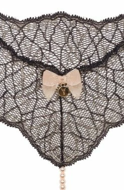 COAXcopenhagen.com Crotchless Black Single Pearl String - Sydney Single