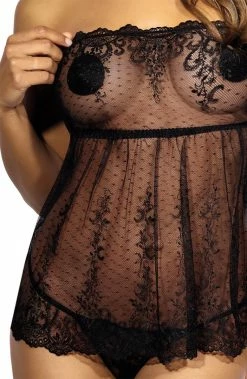 COAXcopenhagen.com Strapless Black Babydoll Chemise & String - ADORATION