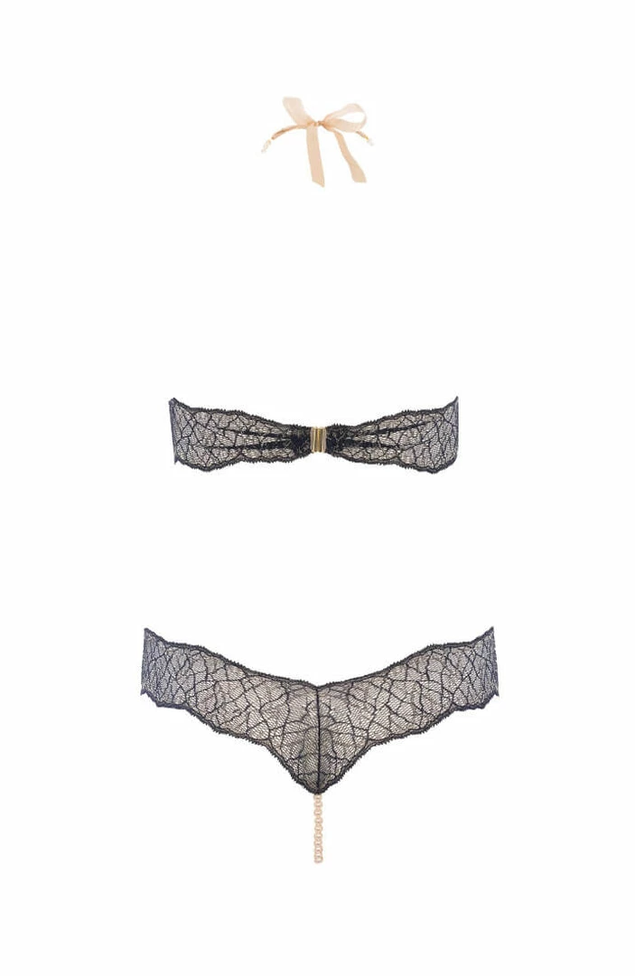 COAXcopenhagen.com Black Bodysuit With Single Pearl String - Sydney Body Single