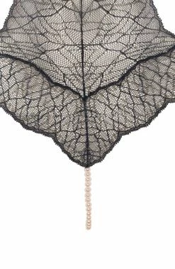 COAXcopenhagen.com Black Bodysuit With Single Pearl String - Sydney Body Single