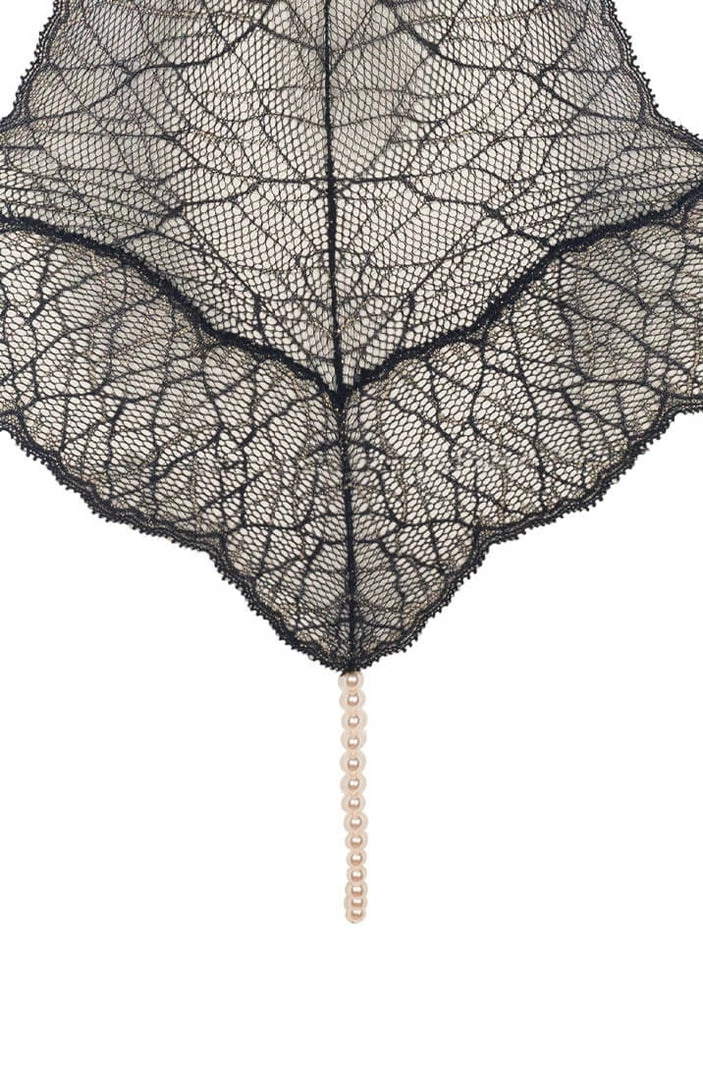 COAXcopenhagen.com Black Bodysuit With Single Pearl String - Sydney Body Single