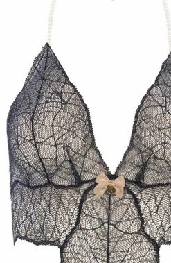 COAXcopenhagen.com Black Bodysuit With Single Pearl String - Sydney Body Single