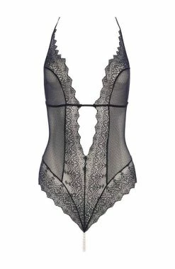 COAXcopenhagen.com Black Bodysuit With Pearl String - Geneva Body