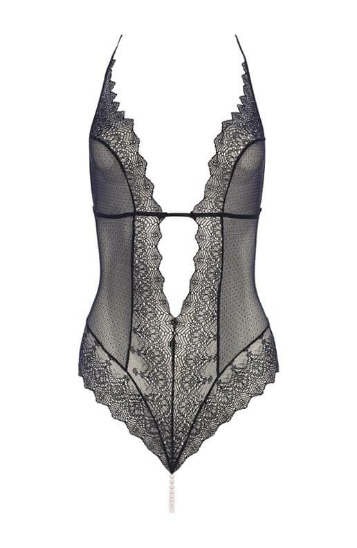 COAXcopenhagen.com Black Bodysuit With Pearl String - Geneva Body