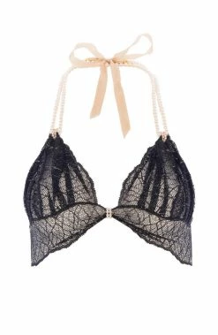 COAXcopenhagen.com Bras Black Bralette With Pearl Strand - Sydney Bra