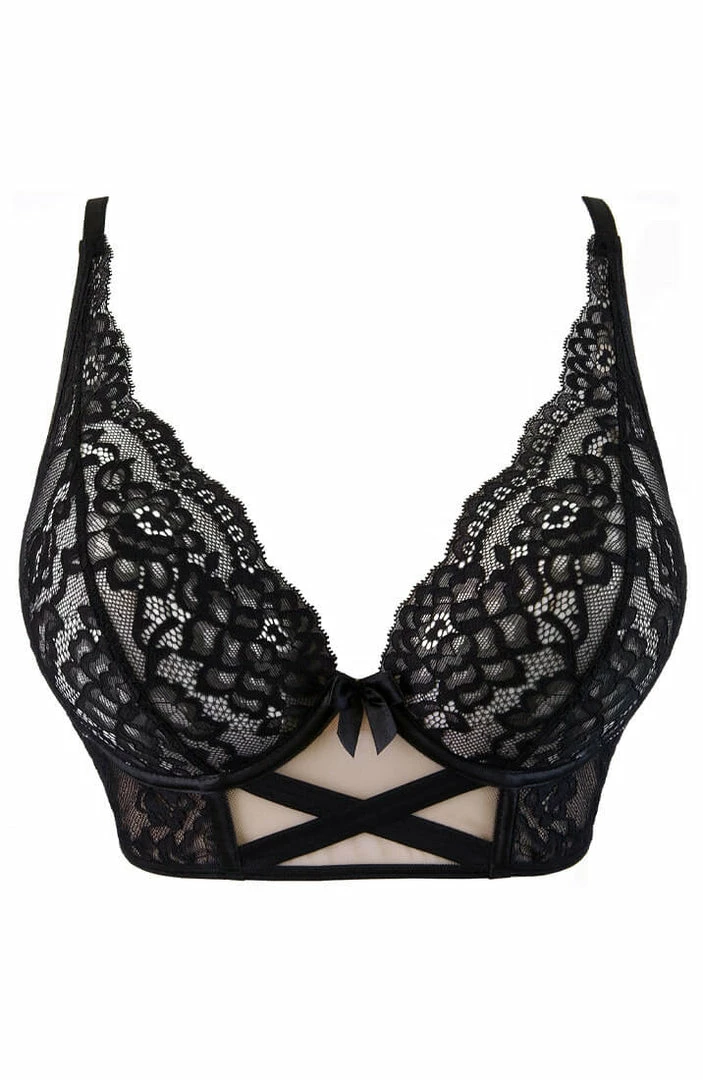 COAXcopenhagen.com LINGERIE Black Criss-cross Bustier Bra - REVERENCE