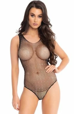 COAXcopenhagen.com LINGERIE Rhinestone Fishnet Bodysuit - Shine Bright