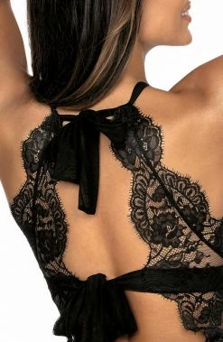 COAXcopenhagen.com Black Halter Neck Lace Bodysuit - AMUSING LINGERIE