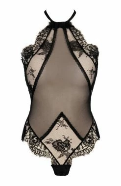 COAXcopenhagen.com Black Halter Neck Lace Bodysuit - AMUSING LINGERIE