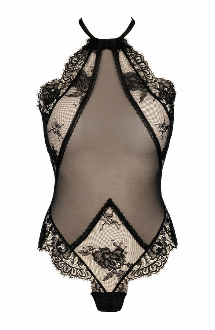 COAXcopenhagen.com Black Halter Neck Lace Bodysuit - AMUSING LINGERIE