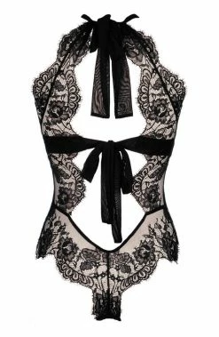 COAXcopenhagen.com Black Halter Neck Lace Bodysuit - AMUSING LINGERIE