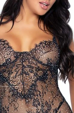 COAXcopenhagen.com Black Lingerie Dress With Rhinestones - Love Or Lust
